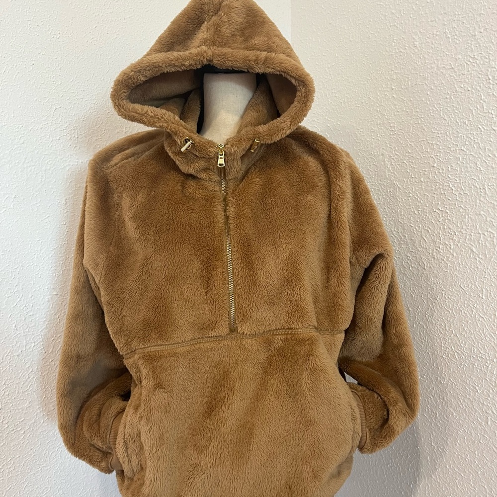 Faux Fur 1/2 Zip Hoodie